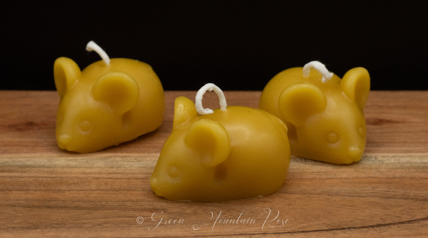 100% beeswax Mice Candles. Vermont grown & made! Infused with your favorite herbs!