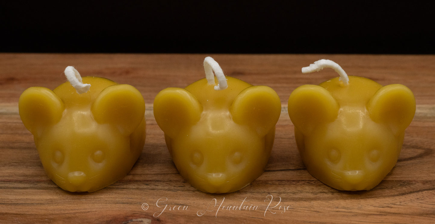 100% beeswax Mice Candles. Vermont grown & made! Infused with your favorite herbs!