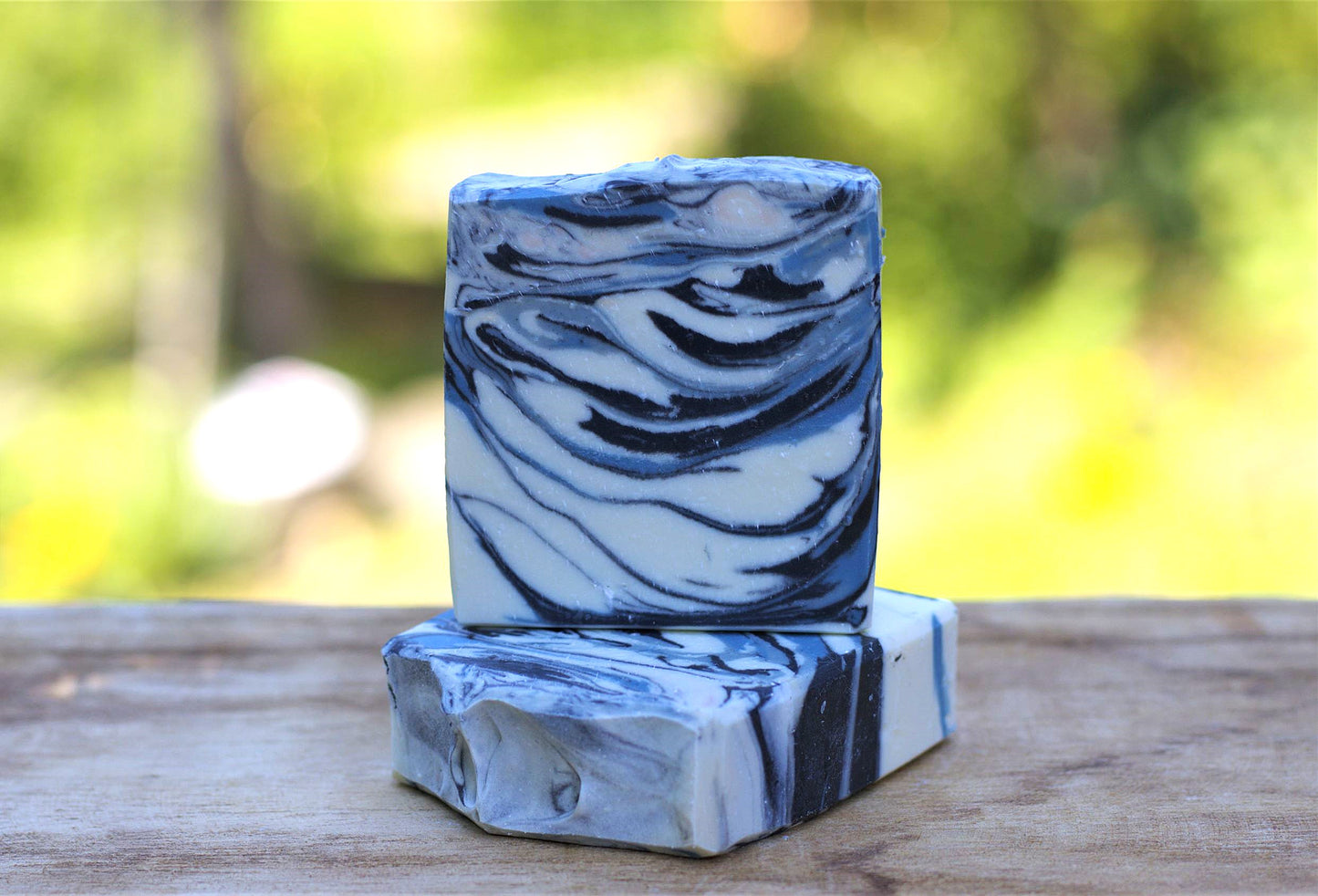 blue and charcoal powder soap