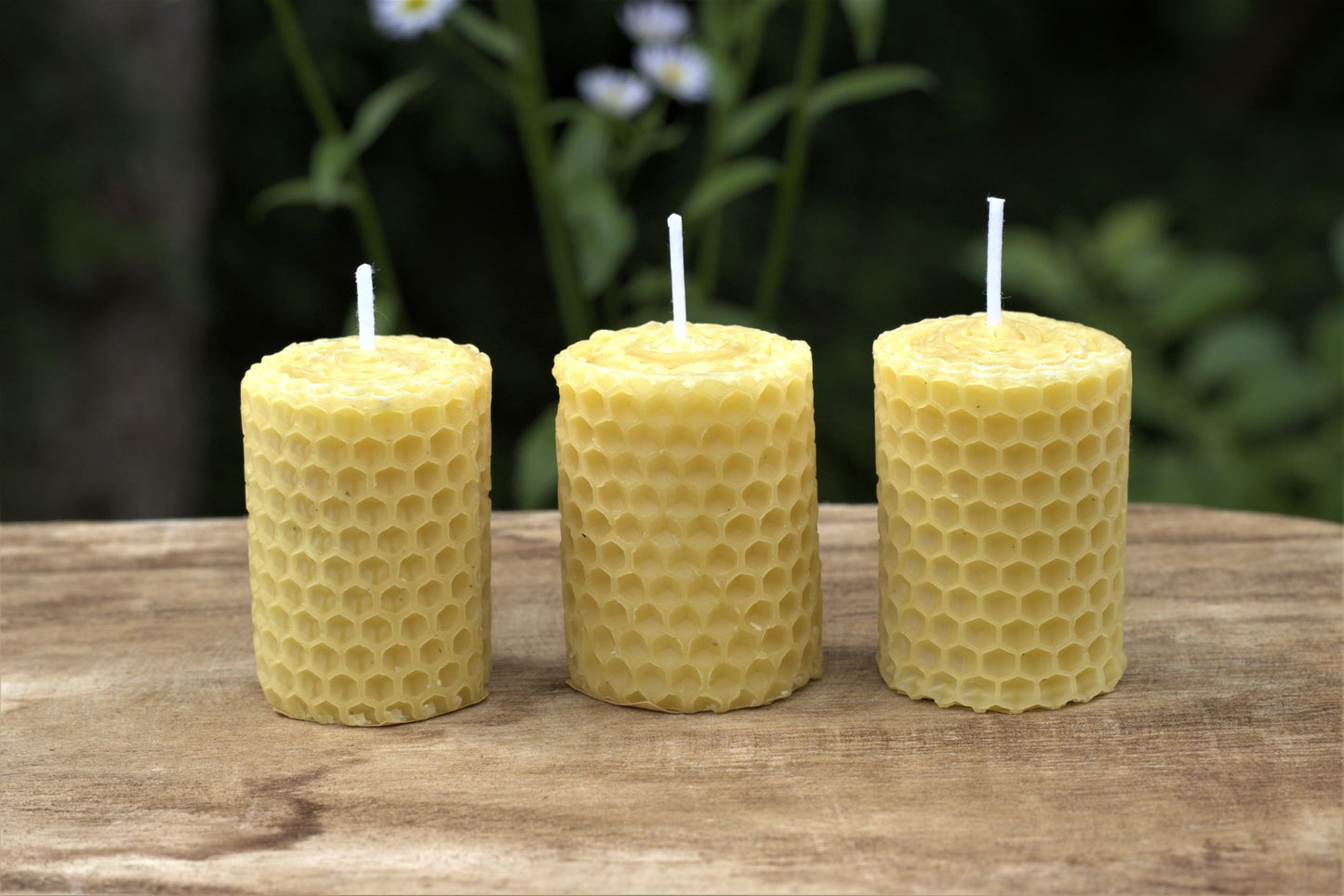 π Hand-Rolled Beeswax Candle Set β Pure Vermont Honeycomb Glow! π
