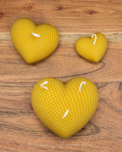 100% beeswax Three Hearts Candles. Vermont grown & made! Infused with your favorite herbs!