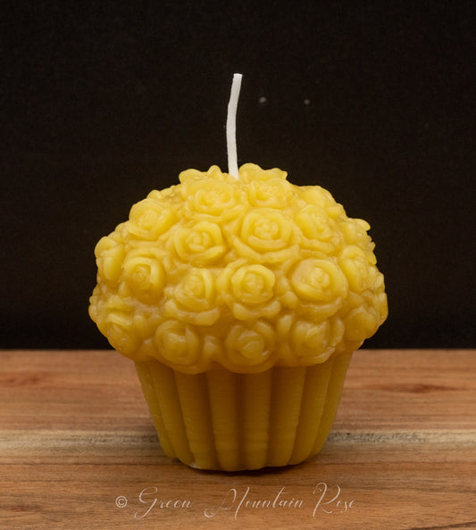 100% beeswax Flowers Cupcake Candles. Vermont grown & made! Infused with your favorite herbs!