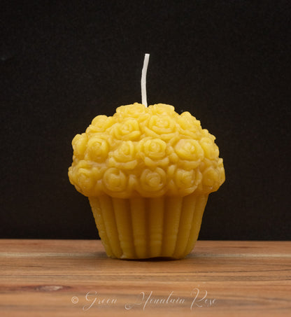 100% beeswax Flowers Cupcake Candles. Vermont grown & made! Infused with your favorite herbs!