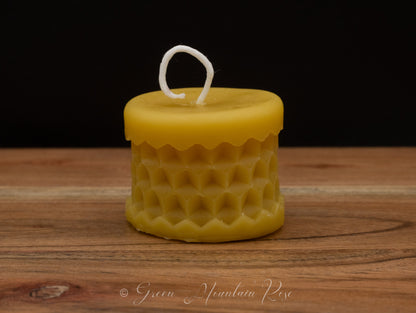 100% beeswax HONEYCOMB Tealight Candles. Vermont grown & made! Infused with your favorite herbs!