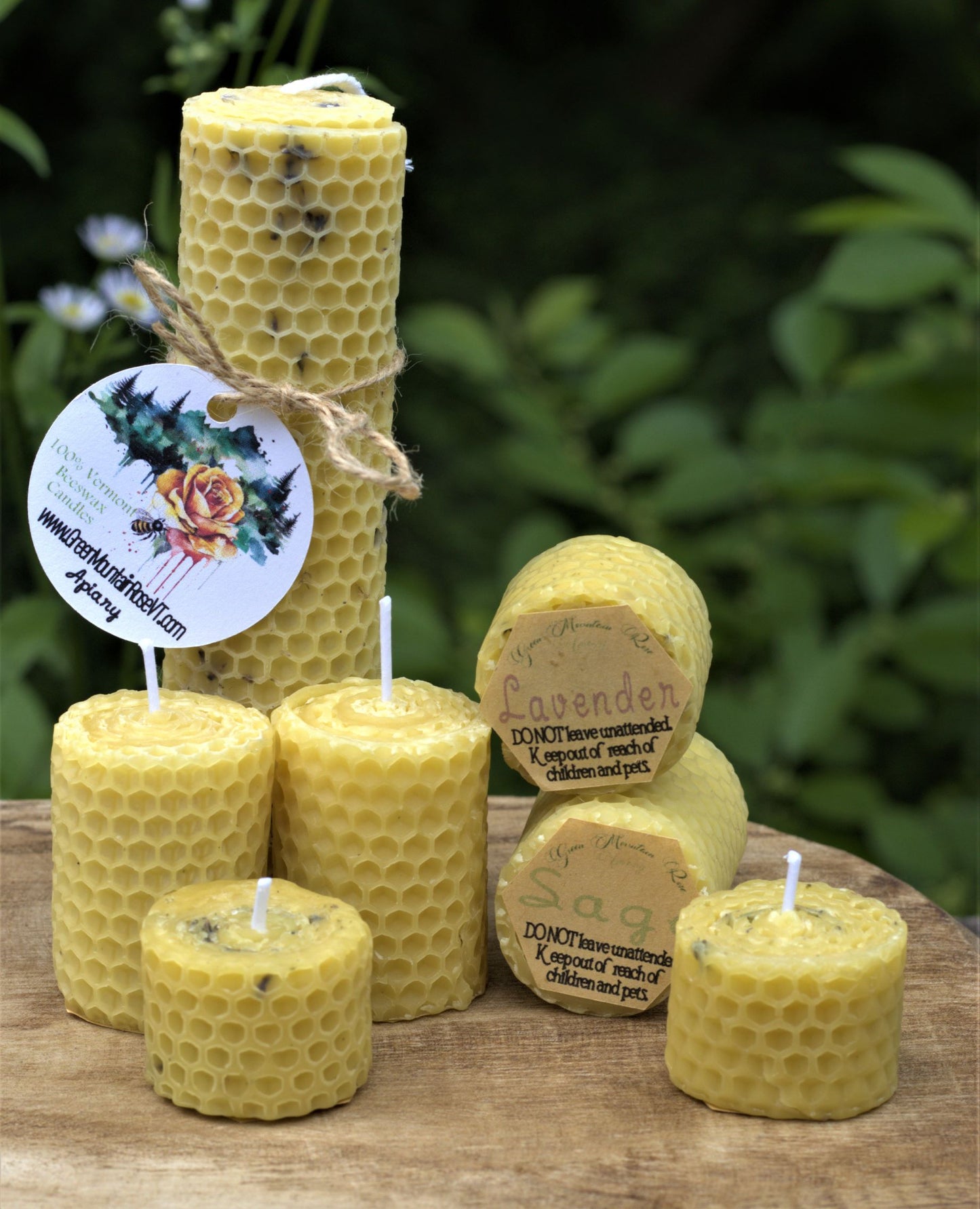 🐝 Hand-Rolled Beeswax Candle Set – Pure Vermont Honeycomb Glow! 🐝