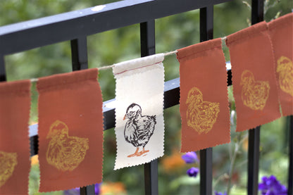 Chicken garden flags handmade with hand carved stamps