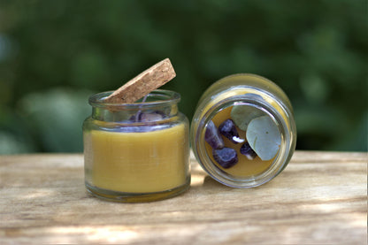 intention candle eucalyptus  and amethyst 